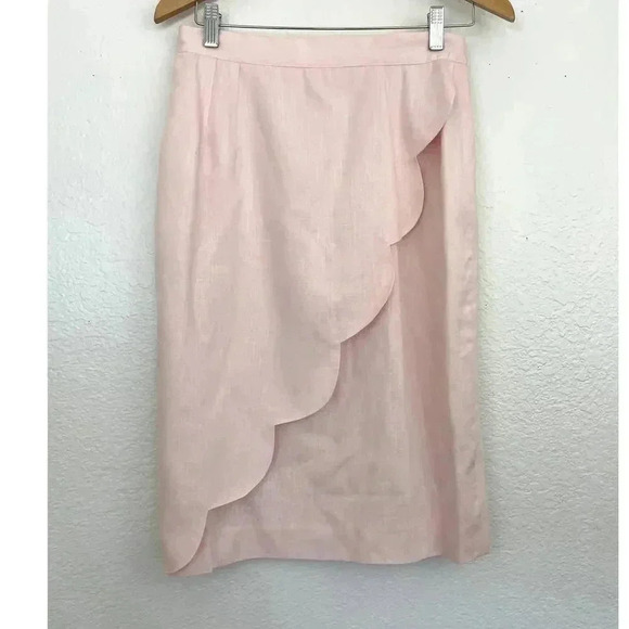 Pink Scallop Skirt Faux Wrap Sz 10 Soft VTG 1980's - Picture 7 of 8